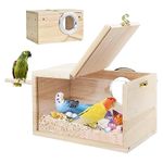 Budgies Nesting Box Transparent Design, Bird Nest Nesting Box Wooden Parakeet Nesting Box Transparent Bird House for Cage Natural Wood Breeding Box for Parrots Lovebirds Budgies Finches