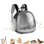 Parhjiv Guinea Pig Carrier, Small Animal Carrier Backpack with Space Capsule Bubble Window, RABIT Bunny Carrier for Bird Parrot Hedgehog Rat Bearded Dragon Lizard, Black