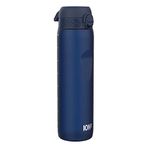 Ion8 1 Litre Water Bottle, Leak Proof, Flip Lid, Carry Handle, Rapid Liquid Flow, Dishwasher Safe, BPA Free, Soft Touch Contoured Grip, Ideal for Sports and Gym, Carbon Neutral Recyclon, Navy Blue