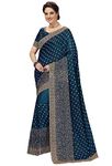 TRENDMALLS Women's Barfi Silk Embroidery Saree with Unstitched Blouse (K917-Morpeach)