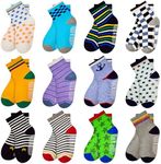 HYCLES Anti Slip Toddler Socks, 12 Pairs Non-Skid Cotton Grip Kid Socks for 3-5T Kids Boy Girl