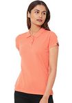 Wear Your Opinion Womens Polo Collar Neck Regular Fit T-Shirt Top (Design: Solid,Carrot,Small)