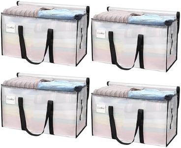 4-Pack Clear Oversized Moving Bags with Reinforced Handles and Zippers,Heavy-Duty Storage Tote for Clothes Storage Bags with Zipper Waterproof Storage Totes for Moving, Packing, Organizing, 69x35x38cm