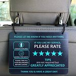 Nebudo Compatible with Lyft Uber (2-Pack) Tips Rating Appreciated Rideshare Accessories – 7” x 5” – Interior Acrylic Headrest Sign - Rate Me Tip No Smoking for 5 Star Rides for Ride-Share Drivers