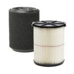 CRAFTSMAN CMXZVBE38779 Red Stripe General Purpose Wet/Dry Vac Replacement Filter and Wet Application Filter for 5 to 20 Gallon Shop Vacuums, 2-Pack