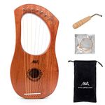 AKLOT Lyre Harp, 7 Metal String Bone Saddle Mahogany Lye Harp with Tuning Wrench and Black Gig Bag