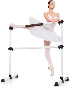 Costway Freestanding Ballet Barre, Adjustable Double Stretching Dance Bar, Portable Ballet Bar for Home, Dancing Studio or Gym (Silver)