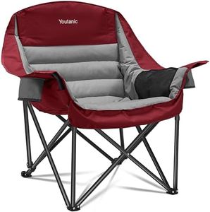 Youtanic Oversized Camping Chair, Portable Folding Camping Chairs with Side Pocket, Cup Holder and Carry Bag, Heavy Duty Outdoor Camping Chairs for Adults, Fishing, Sports, Trip, up to 400lbs, Style 3