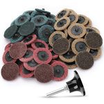 SUNJOYCO 90pcs 2 inch Quick Change Sanding Discs, Nylon Surface Conditioning Discs, 1/4" Roll Lock Holder Die Grinder Sanding Disc for Surface Strip Grind Polish Burr Finish-Fine Medium Coarse