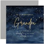 Birthday Card for Grandpa - Wonderful Stars Design - Grandad Male Birthday Card for Men Adult - Gold Foil Star Sky Design - Special Birthday Card for Him from Family | Blank Inside Envelope