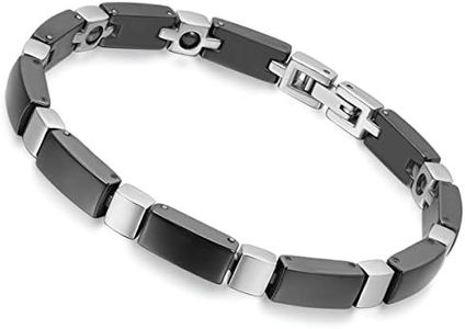 Flongo Bracciale in Ceramica Uomo, Nero Argento Elegante Design Semplice Molto di Moda, Bracciale Bangle Delicata, Buon Regalo per l'Uomo