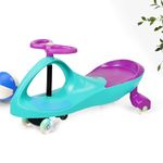 Tygatec Swing Car, Ride on Wiggle Car with Led Wheels Boys and Girls, No Batteries, Gears or Pedals, Twist, Turn, Wiggle Movement to Steer, for Toddlers, Kids 3 Yrs and UP, 50kg (Blue & Purple)