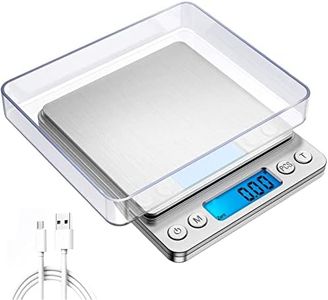 T Tersely Digital Kitchen Scale 500g/ 0.01g, USB Rechargable Pro Cooking Scale Food Scale Digital Scales with Back-Lit LCD Display Accuracy Pocket Food Scale Stainless Steel Auto Off Tare PCS Function