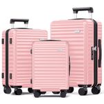 SHOWKOO Luggage Sets 3 Piece Hardside Expandable Suitcase with Double Spinner Wheels TSA Lock Pink (20in/24in/28in)