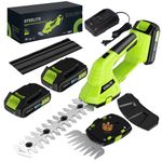 STEELITE Cordless Hedge Trimmer-21V Electric Handheld Grass Shear & Shrub Trimmer with 2 Rechargeable 2.0Ah Battery and Charger