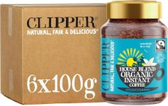Clipper House Blend Organic Arabica Instant Coffee | 6 x 100g Jars | Bulk Buy for Home & Catering | Gourmet Coffee | Sustainable Fairtrade Coffee by Clipper Teas | Ethically Sourced & Eco Conscious