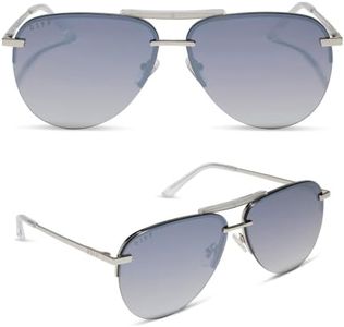DIFF Tahoe Aviator Sunglasses, Silver + Slate Gradient Flash, Polarized