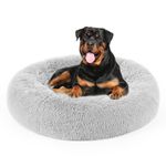 Dog Bed, Calming Dog Beds, Anti-Anxiety Indoor Round Dog Bed, Faux Fur Pet Donut Cuddler Round Plush Bedfor Large Dogs and Cats, Pet Bed, Light Grey