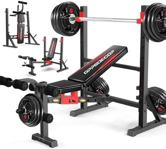 OPPSDECOR 900LBS Foldable Weight Bench with Leg Extension and Leg Curl,Adjustable Bench Press Set with Weight Storage, Strength Training Workout Bench for Home Gym (Red)