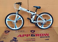 Appgrow 26T, 21 Speed, 17 Inches Frame Folding Bike for Unisex-Adults with Disc Brake and Dual Suspension - White