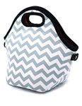 Case Wonder Neoprene Lunch Tote Portable Insulated Waterproof Lunch Bags Pouch Cooler Container For Men, Women, Adults, Kids, Girls, Work, School-Reusable, Washable, Foldable, Light, Zipper (Gray)