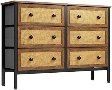 YITAHOME Cassettiera in Rattan, Cassettiera 6 Cassetti con Maniglie, Mobili Cassettiera 120x29.8x82.6 cm, Cassettiera per Camera da Letto, Soggiorno, Corridoi e Ingressi, Marrone