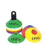 Fitfix® Disc Cones Set | Space Marker Cones 2" height- Agility Training Cones for Football, Cricket, Exercise, Kids Activity, Sports | Football Cones and Markers Set with Stand, Carry Bag (Pack of 10)