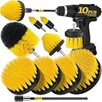 Holikme 10Pieces Drill Brush Attachments Set, Power Scrubber Brush with Extend Long Attachment，Scrub Brush，Shower Scrubber，Cleaning Supplies,Yellow