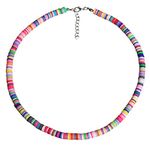 Boho Choker Necklace Polymer Clay Choker Beach Party Necklace for Women Jewelry (Colorful 6mm)