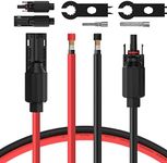 BougeRV 40 Feet 8AWG Solar Extension Cable with Female and Male Connector with Extra Pair of Connectors Solar Panel Adaptor Kit Tool (40FT Red + 40FT Black)