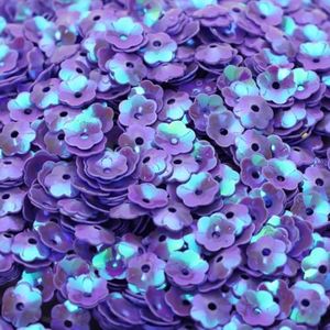 4000pcs 6mm Glitter Flower Bulk Loose Sequins Iridescent Round Embroidery Paillettes Crafts Sequins Cup Spangles for Sewing Christmas Wedding Confetti Decoration Accessories(Purple)