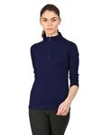 Ap'pulse Women's 1/4 Zip Slimfit Raglan Sleeve Tshirt (404_Navy_Large)