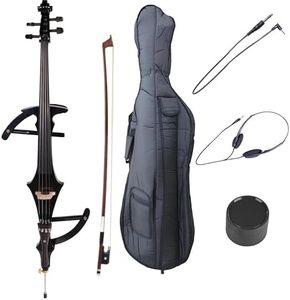 Cecilio CECO-4BK Ebony Electric Silent Metallic Black Cello in Style 4, Size 4/4 (Full Size)