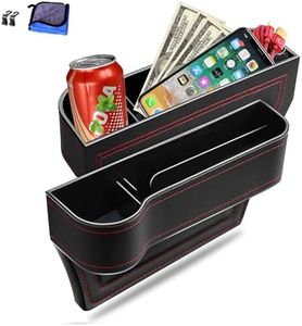 Car Seat Gap Filler Organizer, 2 Pack Multifunctional Car Seat Organizer, Auto Console Side Storage Box with Cup Holders 2 Seat Hooks for Drink, Car Organizer Front Seat for Holding Phone, Sunglasses
