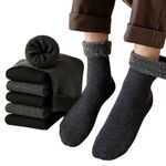 WKLOUYHE Mens Wool Socks Heavy Thick Socks Thermal Fuzzy Warm Comfort Crew Winter Socks For Women_Free Size(Pack Of 06,Black And Dark Grey)
