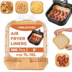 Roe Tenpo Air Fryer Liners, 100Pcs Disposable Baking Parchment Paper, Non-Stick and Greaseproof, Air Fryer Accessories for Ninja, COSORI, Tefal Easy Fry Mega 7.5 L, Russell Hobbs XXL 8L Air Fryer
