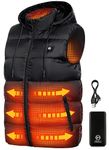 Foxelli Heated Vest - Lightweight USB Rechargeable Heated Vest for Men with Battery Included Black