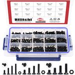 Hilitchi 460-Pcs M3 M4 M5 Hex Socket Flat Head Countersunk Bolts Screw Nut Assortment Kit - 10.9 Grade Alloy Steel