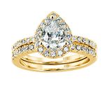 Wuziwen Vintage Pear Cut Wedding Bridal Engagement Rings Set for Women Sterling Silver Promise Eternity Band CZ Sz 12