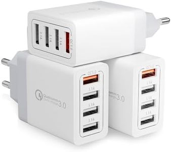3 Pièces Chargeur Secteur USB 33W 4 Ports Chargeur Rapide Mural Adaptateur USB Universel Prise Multiple avec Quick Charge 3.0 pour Samsung Galaxy S23 S22 S21 S20 FE S10 S9 S8 S7 A71 A54 A34 A14