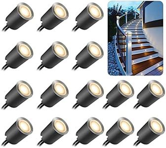 Recessed LED Deck Light Kits with Protecting Shell φ32mm,16Pack SMY Lighting Outdoor LED Landscape Lights IP67 Waterproof 12V Low Voltage for Garden Steps Stair Patio Floor Kitchen (AU Plug Included)