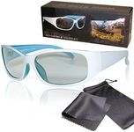 SJ3D Passive 3D Glasses - Sporty Cut 3D Glasses White / Blue for Him or Him - Polarised Perfect for RealD 3D Cinema & TV: LG Cinema 3D Philips Easy 3D Telefunken Toshiba 3D Natural Vizio 3D and 3D by SONY Grundig Panasonic Hisense X and much more. Incl...