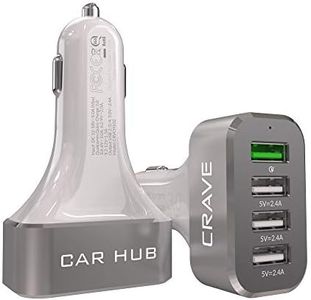 Crave CarHub 54W 4 Port USB Car Charger, Qualcomm Quick Charge 3.0 - White