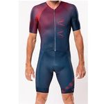 DFKE Men's Summer Triathlon Skinsuit Jumpsuit Cycling, 9D Gel Padded Bicycle Cycling Suit, Short Sleeve With Pockets (Color : 1, Size : Large)