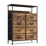 Mr IRONSTONE Dresser for Bedroom with 8 Drawers, Tall Chest of Drawers Storage Cabinet, Wooden Dresser for Living Room, Hallway, Bedroom (Rustic Brown)