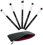 Mini Kabuki Makeup Brush Set – Beauty Junkees 5pc Professional Eyeshadow Make Up Brushes with Case; Blending, Concealer, Contour Highlighter, Smudging Eye Shadow Cosmetics, Cruelty Free