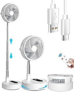 AICase Stand Fan, 9.5 inch Folding Portable Telescopic Floor/USB Desk Fan with 10000mAh Rechargeable Battery,4 Speeds Super Quiet Adjustable Height and Head Great for Office Home Outdoor Camping