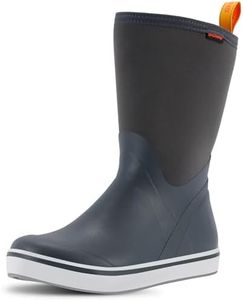 Showave Men's Deck Boots Mid Calf Rain Boots Waterproof Sports Sailing Boots Non-slip Insulated Rubber Boots for Outdoor Fishing Gardening Mud Yard Working, Grey, 7