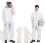 ACLUYSKA Bee Suit for Men Women Sting Proof, Polycotton Beekeeping Suits Beekeeper Costume&with Glove &Ventilated Hood, Bee Outfit for Backyard and Beekeeping(XL)