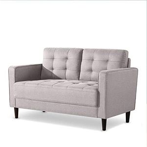 Zinus Mid-Century Sofa 2 Seater Loveseat Couch Fabric Chair Lounge in Stone Grey